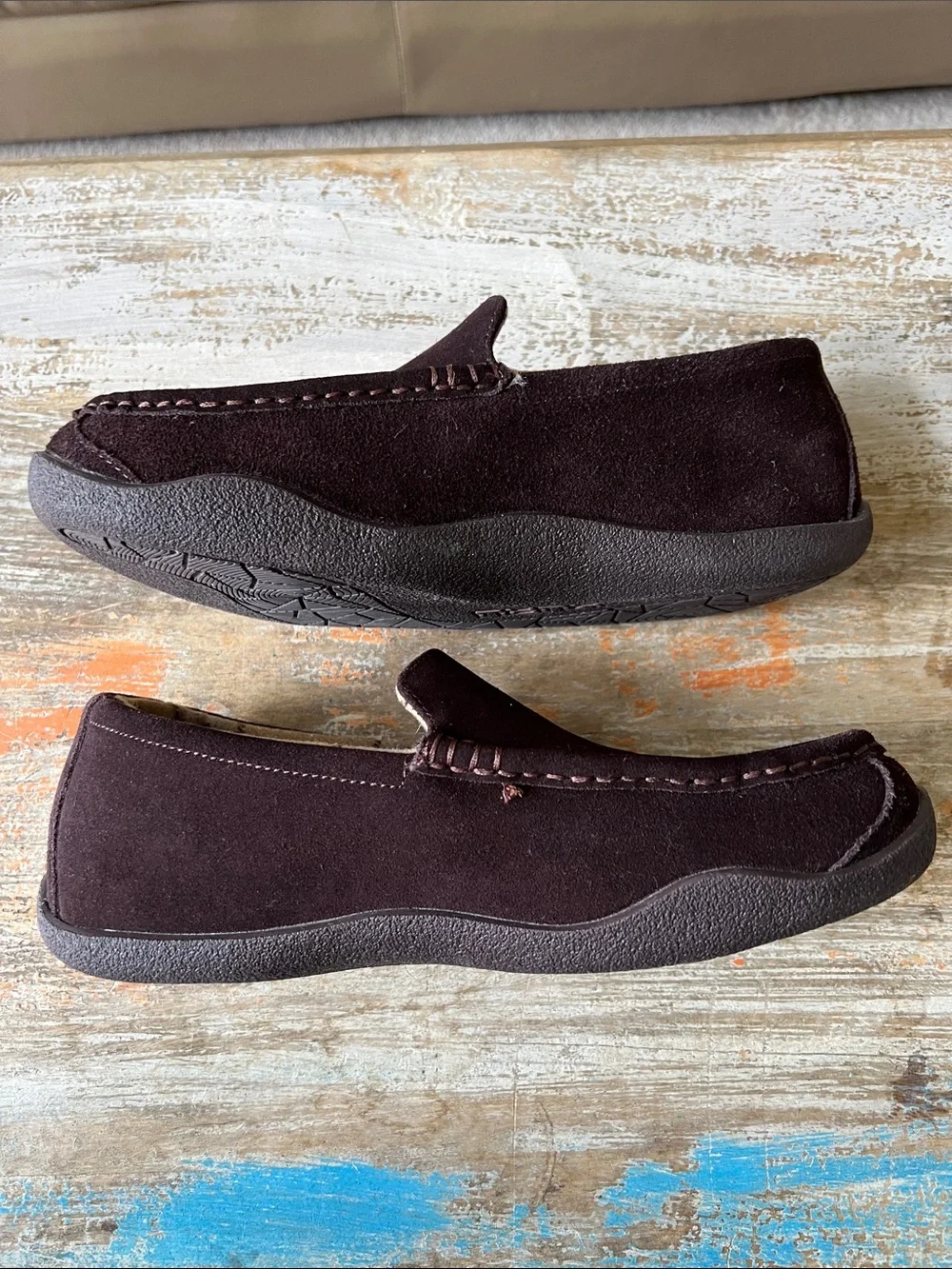 KURU Loft Brown Suede Men's Moccasin Slip-on Shoes Size 10